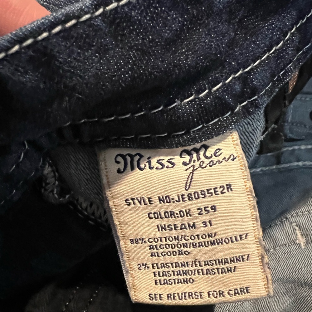 Miss Me Blue Boot Cut Jeans with Contrast Stitching and Vintage Fading - Picture 4 of 4